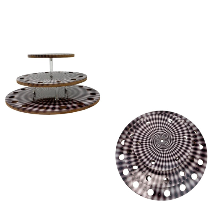 ROTATE WOODEN DISPLAY 3 LAYERS 34 HOLES 3D ASSORTED DESIGNS