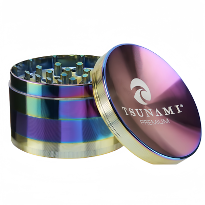 TSUNAMI DRY HERB GRINDER 100MM 4PT RAINBOW