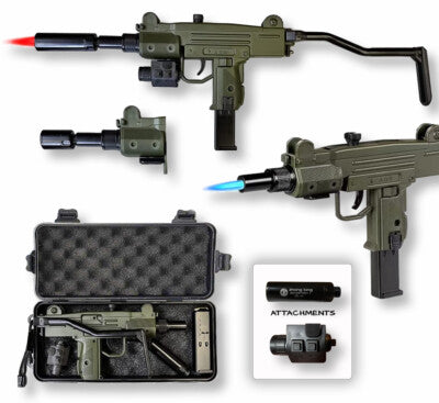MINI UZI SUBMACHINE GUN LIGHTER & CASE BLACK