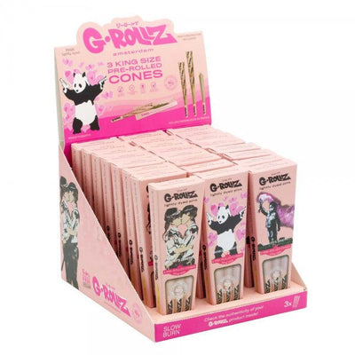 GROLLZ CONES LIGHTLY DYED PINK K/S 3/Pk 24Pk/DISPLAY BANKSYS GRAFFITI