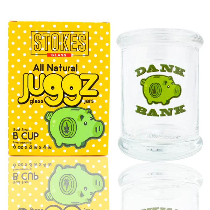 STOKES JUGGZ GLASS B CUP MEDIUM 6oz DANK-BANK