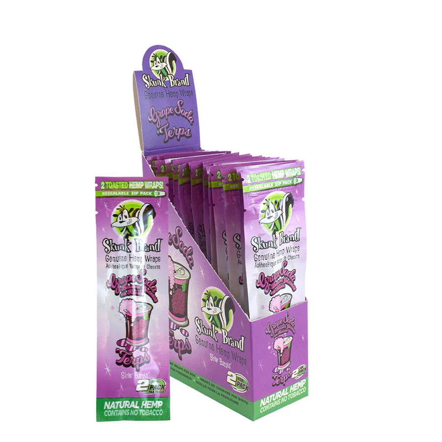 SKUNK HEMP WRAPS TERPS 2/PK 25PK/BOX  GRAPE SODA