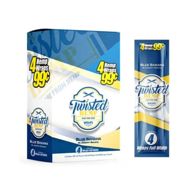 TWISTED HEMP WRAPS 4/PK 15PK/BOX BLUE BANANA
