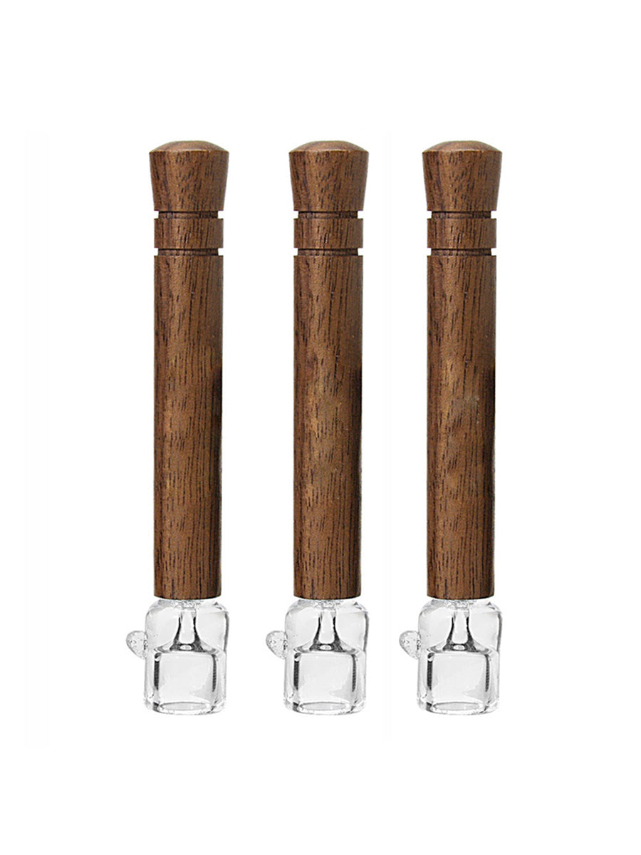 WALNUT WOOD GLASS CHILLUM PIPE 36ct/DISPLAY
