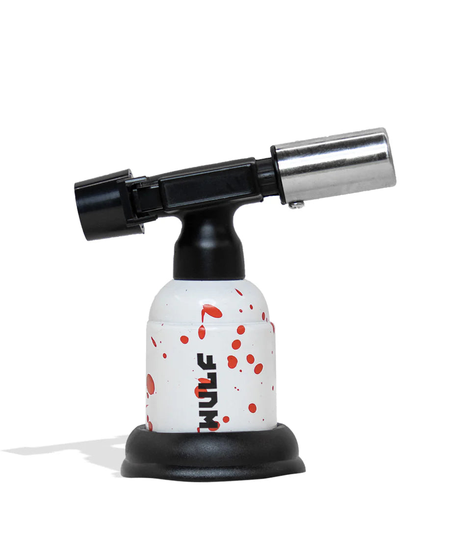 WULF BLAST BUTANE TORCH LIGHTER WHITE RED SPLATTER