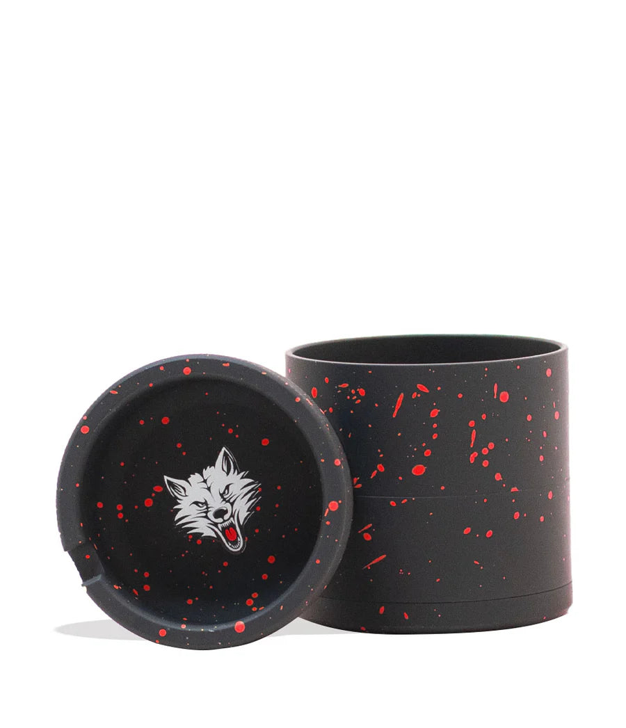 WULF GRINDER 4PT 65MM W/TOP ASHTRAY BLACK RED SPLATTER