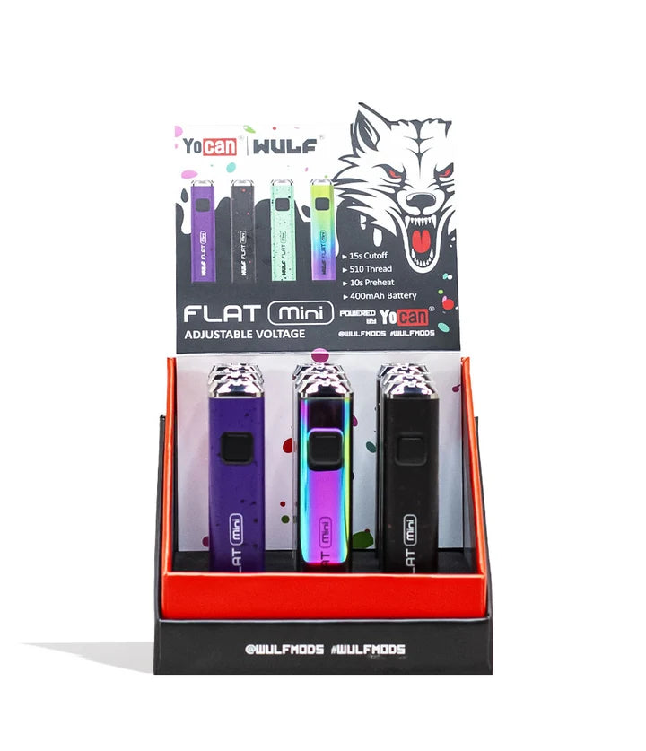 YOCAN WULF FLAT MINI 510 BATTERY 400mah 9/PK MIX COLORS
