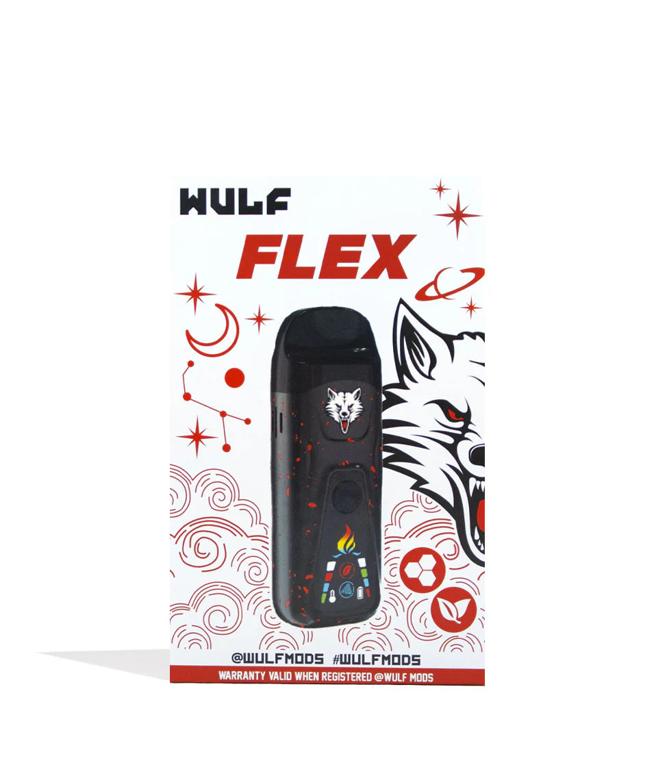 WULF FLEX CONCENTRATE + DRY HERB 2 in 1 VAPORIZER BLACK RED SPLATTER