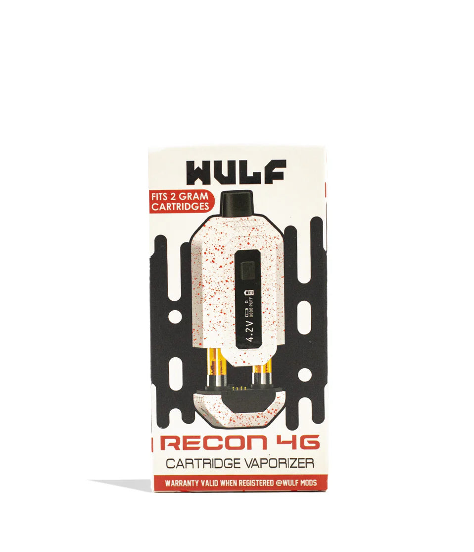WULF RECON 4G DUAL CARTRIDGE VAPORIZER FITS 2G CARTS WHITE RED SPLATTER